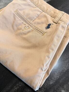 Vintage Polo Ralph Lauren Preston Pants Mens 33x30 Khaki Chino Cotton Preppy